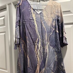 New Abstract Purple and Cream Dress